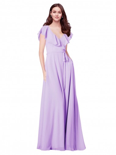 Shop Flutter Sleeves V-Neck Chiffon Bridesmaid Dress Ottawa