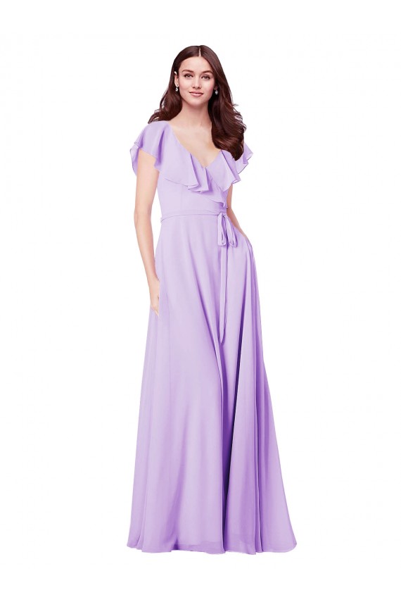 Shop Flutter Sleeves V-Neck Chiffon Bridesmaid Dress Ottawa