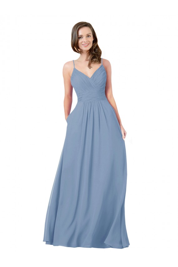 Shop A-Line Ruched V-Neckline Chiffon Bridesmaid Dress with Pockets Ottawa
