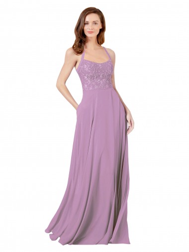 Shop Floral Detailed Chiffon Bridesmaid Dress with Keyhole Back Ottawa