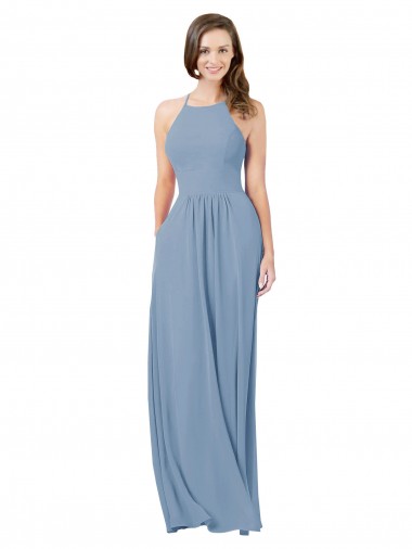 Shop Chiffon Bridesmaid Dress with High Halter Neckline Ottawa