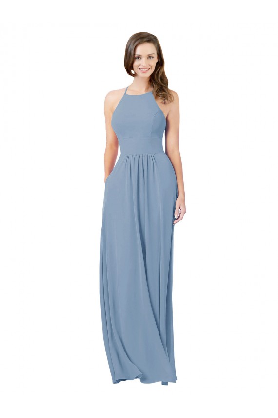 Shop Chiffon Bridesmaid Dress with High Halter Neckline Ottawa