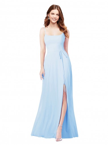 Shop Chiffon Bridesmaid Dress with Tie Sash and Side Slit Ottawa