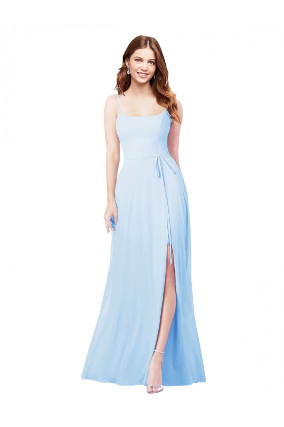 Shop Chiffon Bridesmaid Dress with Tie Sash and Side Slit Ottawa