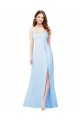 Shop Chiffon Bridesmaid Dress with Tie Sash and Side Slit Ottawa
