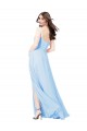 Shop Chiffon Bridesmaid Dress with Tie Sash and Side Slit Ottawa