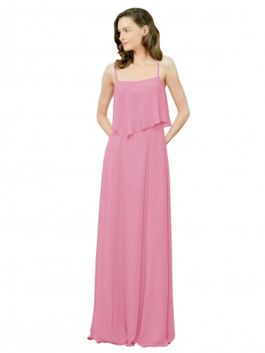 Shop Spaghetti Strap Chiffon Bridesmaids Dress with Ruffle Overlay Ottawa