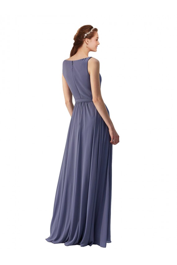 Shop V-Neck Long Draped A-Line Chiffon Bridesmaid Dress Ottawa