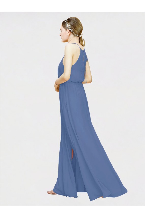 Shop High Halter Chiffon Bridesmaid Dress with Side Slit Ottawa