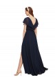Shop Long V-Neck Chiffon Bridesmaid Dress with Slit and V-Back Ottawa