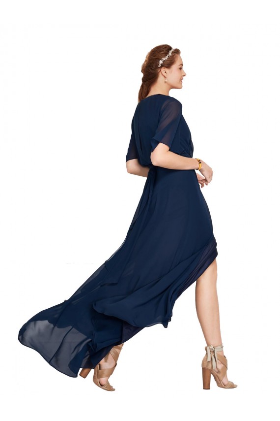 Shop V-Neck Plush Chiffon Bridesmaid Dress with Flutter Sleeves Ottawa