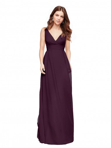 Shop Plunging V-Neckline Long Chiffon Bridesmaid Dress with Deep V-Back Ottawa