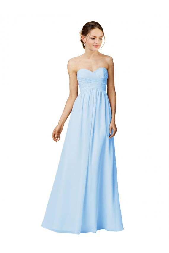 Shop Strapless Chiffon Bridesmaid Dress with Criss Cross Shirred Bodice Ottawa