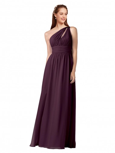 Shop One Shoulder Chiffon Bridesmaid Dress with Front Keyhole and Shirred Bodice Ottawa