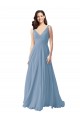 Shop Long Chiffon V-Neck and Self Sash Bridesmaid Dress with Shirred Criss Cross Bodice Ottawa