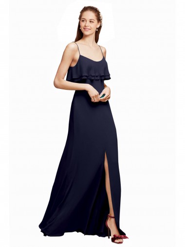 Shop Draped Long Chiffon Bridesmaid Dress with Straps and Layers Ottawa