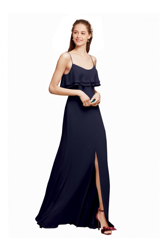 Shop Draped Long Chiffon Bridesmaid Dress with Straps and Layers Ottawa