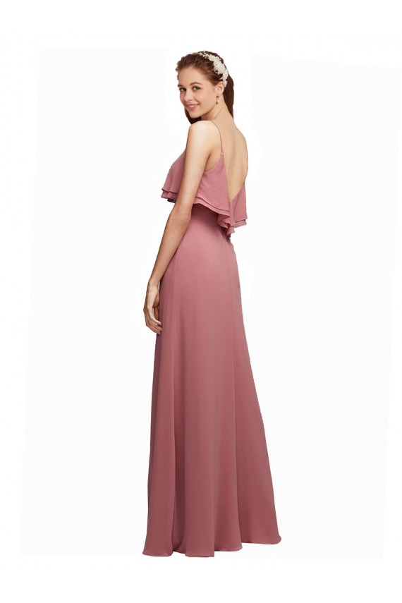 Shop Draped Long Chiffon Bridesmaid Dress with Straps and Layers Ottawa