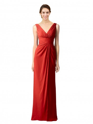 Shop Shirred Long Floor Length Chiffon Bridesmaid Dress with V-Back Ottawa