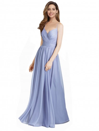 Shop Ruched Criss Over Bodice Chiffon Bridesmaid Dress with Lace Open Back Ottawa