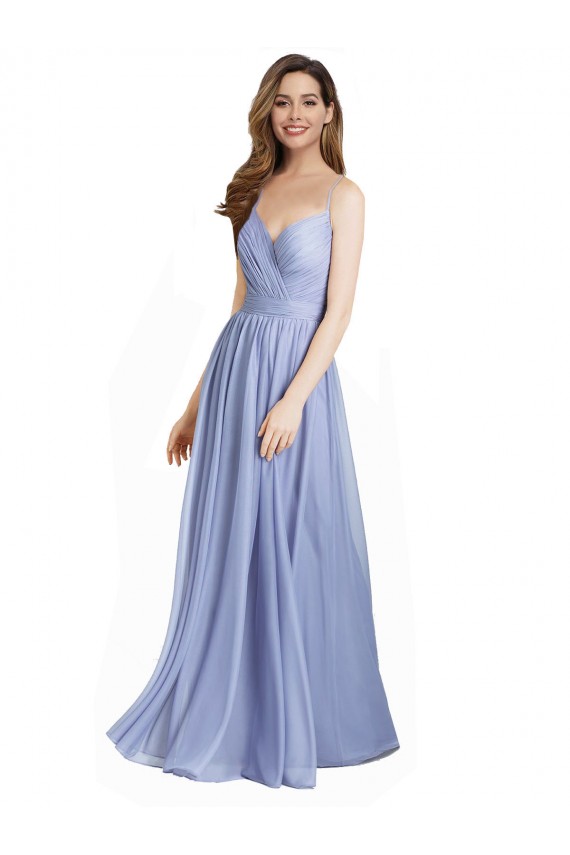 Shop Ruched Criss Over Bodice Chiffon Bridesmaid Dress with Lace Open Back Ottawa