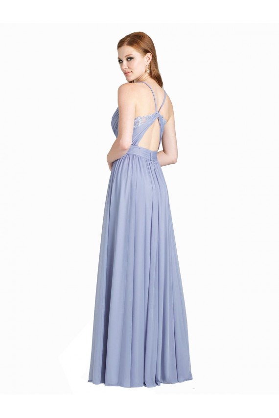 Shop Ruched Criss Over Bodice Chiffon Bridesmaid Dress with Lace Open Back Ottawa