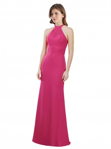 Shop Slim A-Line Long Chiffon Bridesmaid Dress with Strappy Back Ottawa
