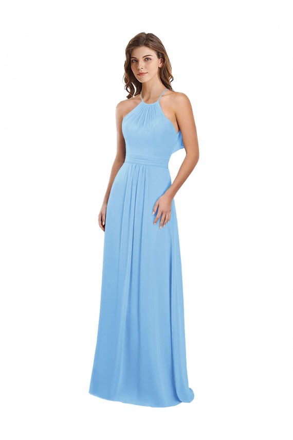 Shop Chiffon A-Line Bridesmaid Dress with Halter Neck and Ruffled Back Straps Ottawa