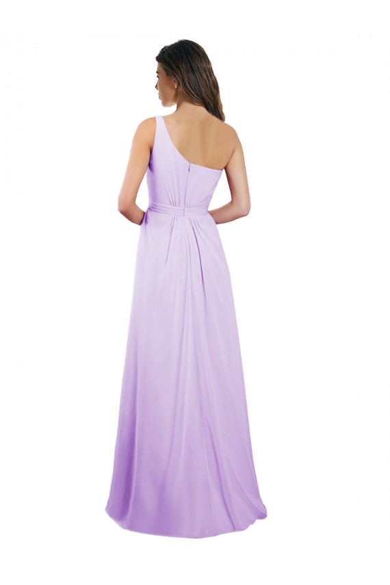 Shop Draped One Shoulder A-Line Long Chiffon Bridesmaid Dress Ottawa