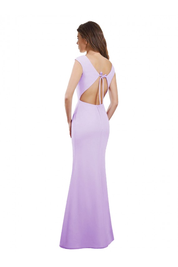 Shop Chiffon Column Bridesmaid Dress with High Round Neckline and Cap Sleeves Ottawa