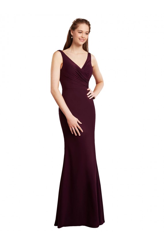 Shop Floor Length Fluted Chiffon Dress with Draped Bodice and V-Neckline Ottawa
