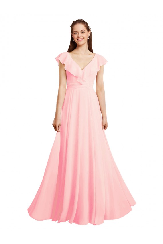Shop Chiffon A-Line Dress with Full Circle Skirt and Gathered Waistband Ottawa