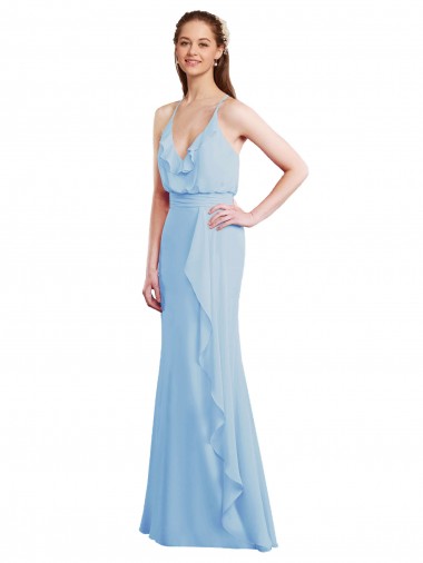 Shop Fluted Long Chiffon Bridesmaid Dress with Cascading Ruffles Ottawa