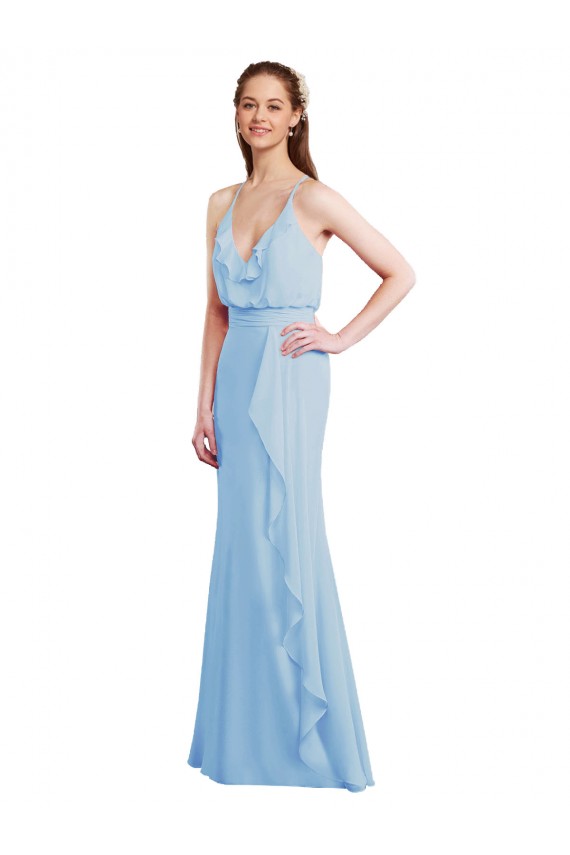 Shop Fluted Long Chiffon Bridesmaid Dress with Cascading Ruffles Ottawa