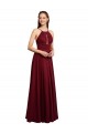 Shop Long A-Line Halter Neck Chiffon Bridesmaid Dress with Draped Bodice Ottawa