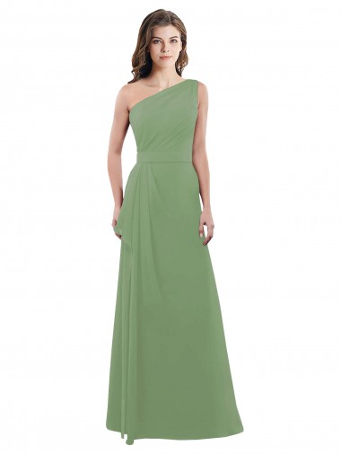 Shop One Shoulder Chiffon Bridesmaid Dress with Pleats and Side Slit Ottawa