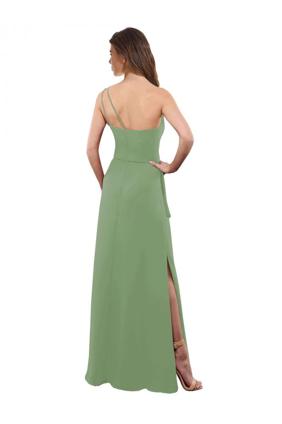 Shop One Shoulder Chiffon Bridesmaid Dress with Pleats and Side Slit Ottawa