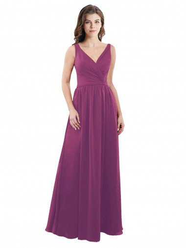 Shop Long Chiffon A-Line Bridesmaid Dress with V-Neck Wrap Bodice Ottawa