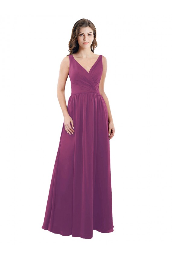 Shop Long Chiffon A-Line Bridesmaid Dress with V-Neck Wrap Bodice Ottawa