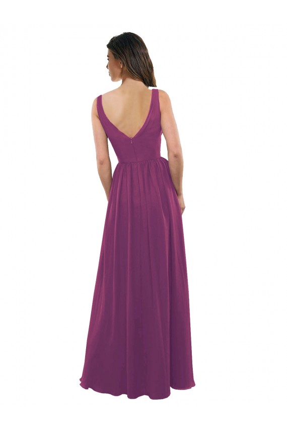 Shop Long Chiffon A-Line Bridesmaid Dress with V-Neck Wrap Bodice Ottawa