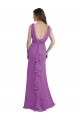 Shop V-Shaped Neckline Long Chiffon Bridesmaid Dress with Cascading Ruffles Back Ottawa