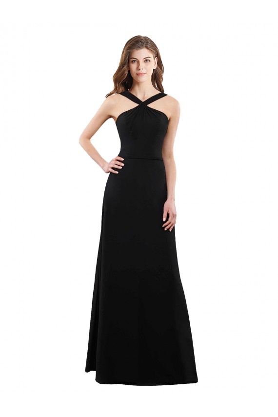 Shop Chiffon A-Line Bridesmaid Dress with Criss Cross Halter Top Ottawa