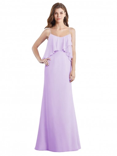 Shop Scoop Neck Long Chiffon Bridesmaid Dress with Cross Over Neckline Flounce Ottawa