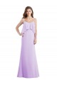Shop Scoop Neck Long Chiffon Bridesmaid Dress with Cross Over Neckline Flounce Ottawa