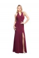 Shop Chiffon Mermaid Bridesmaid Dress with Back Tie Halter Straps and Side Slit Ottawa