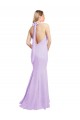 Shop Chiffon Mermaid Bridesmaid Dress with Back Tie Halter Straps and Side Slit Ottawa