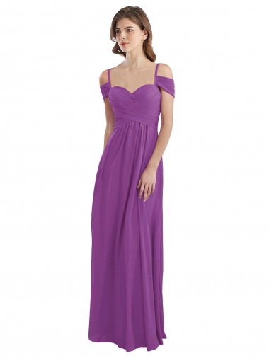Shop Cold Shoulder Long Chiffon Bridesmaid Dress with Ruching Details Ottawa