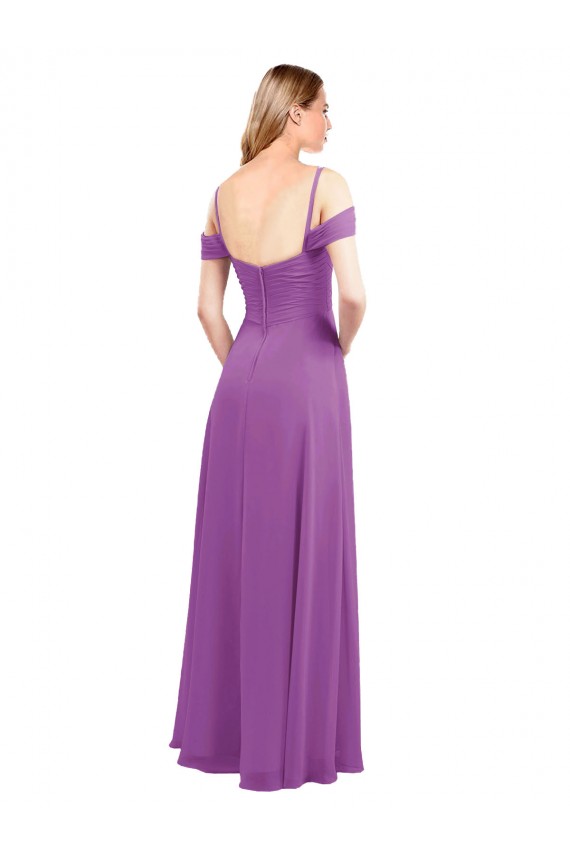 Shop Cold Shoulder Long Chiffon Bridesmaid Dress with Ruching Details Ottawa