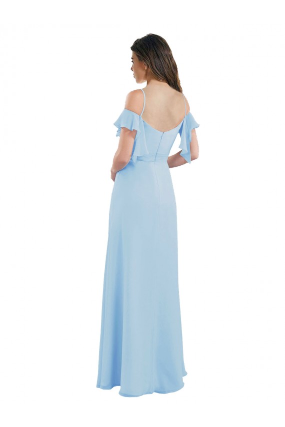 Shop Cold Shoulde Chiffon Bridesmaid Dress with Wrap Bodice Ottawa