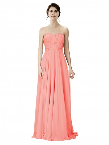 Shop Strapless Chiffon Bridesmaid Dress with Ruched Sweetheart Neckline Ottawa